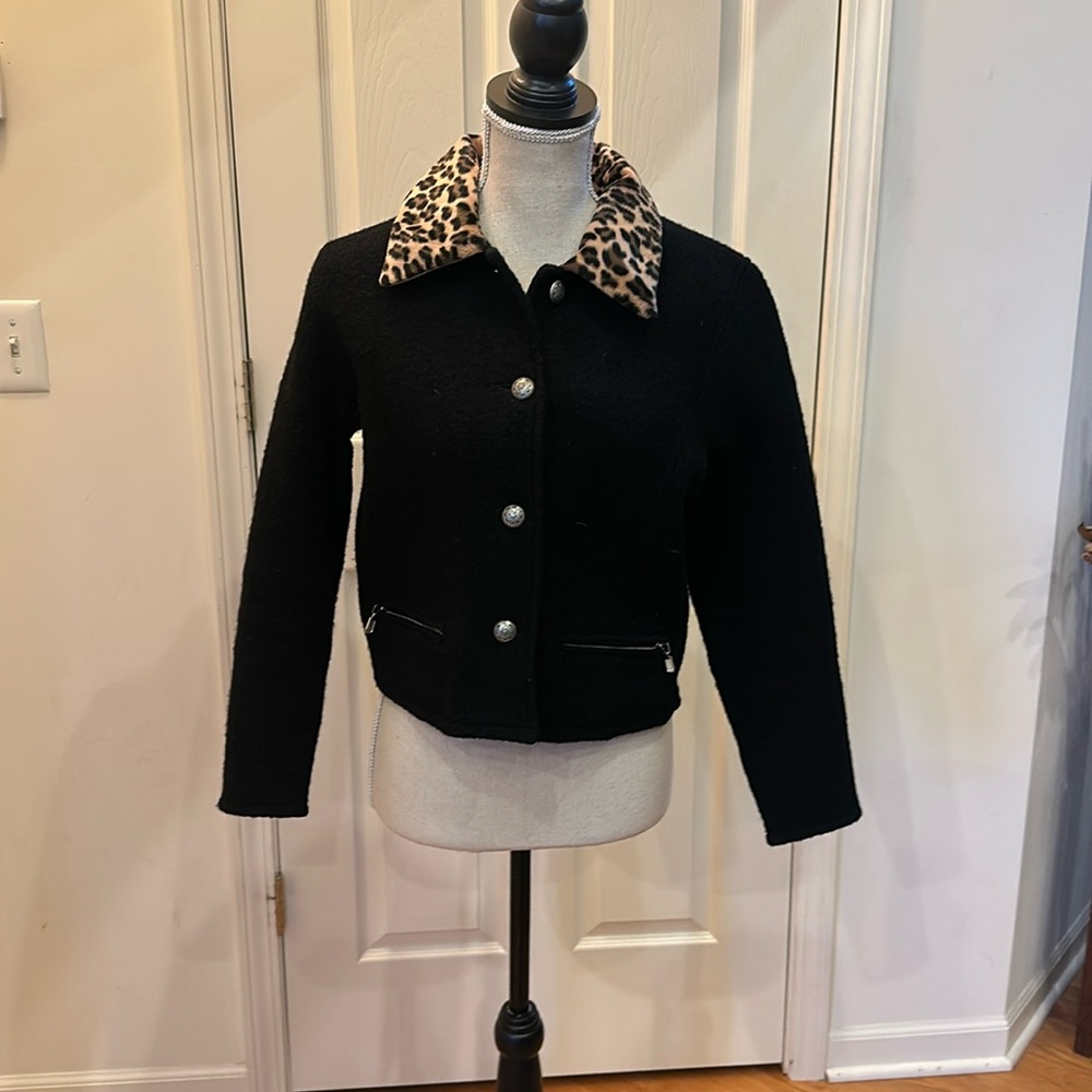 Vintage black 100% Wool Jacket, small